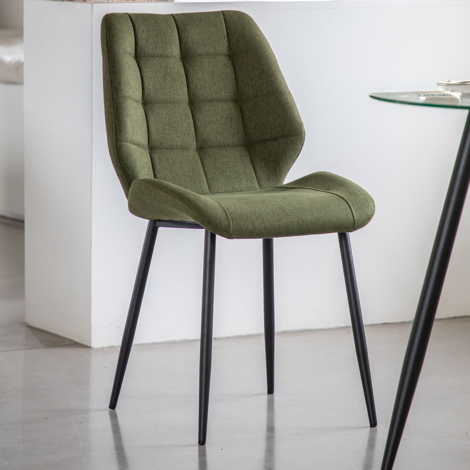 Balham set of 2 padded dining chairs in bottle green upholstery | malletandplane.com