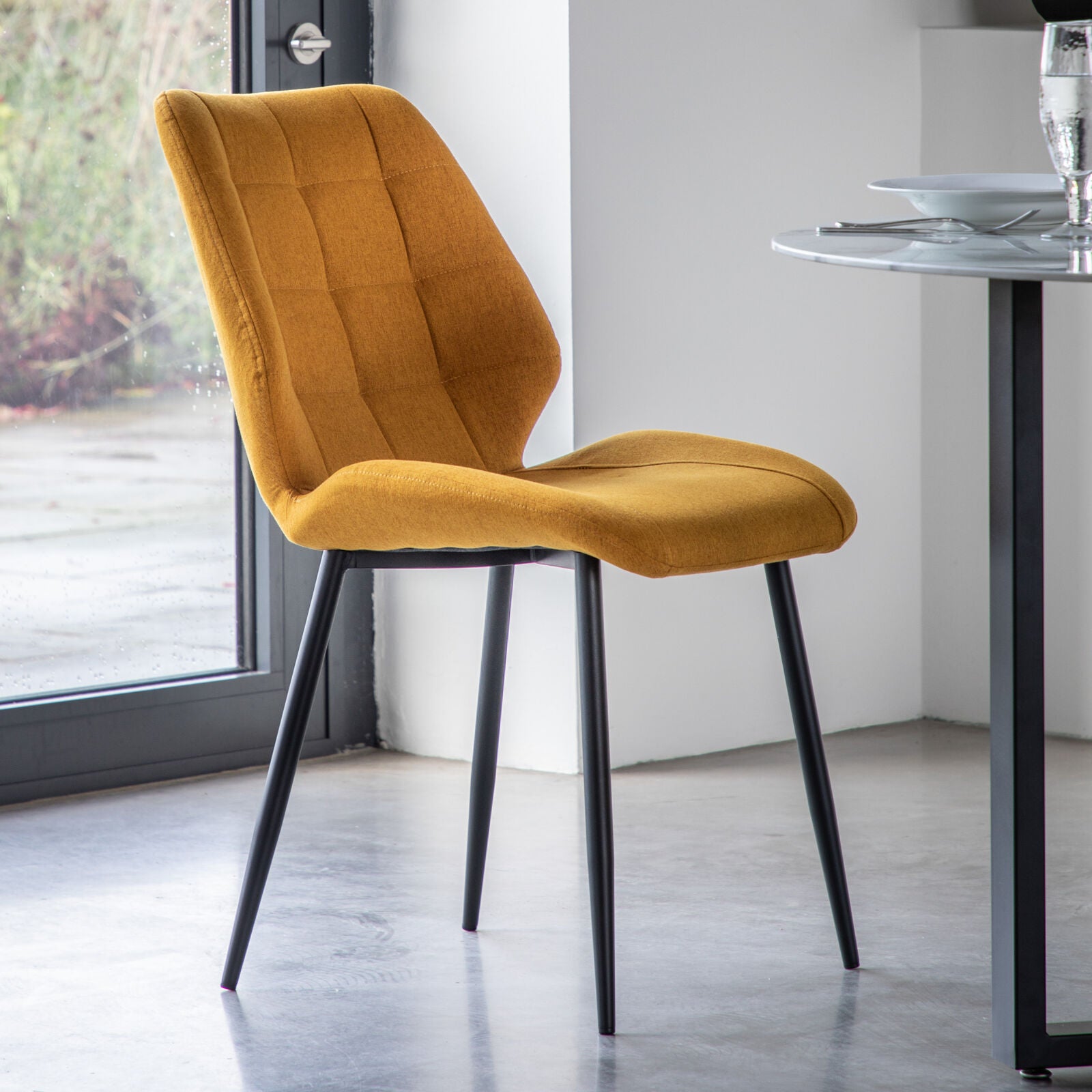 Balham set of 2 padded dining chairs in saffron upholstery | maletandplane.com