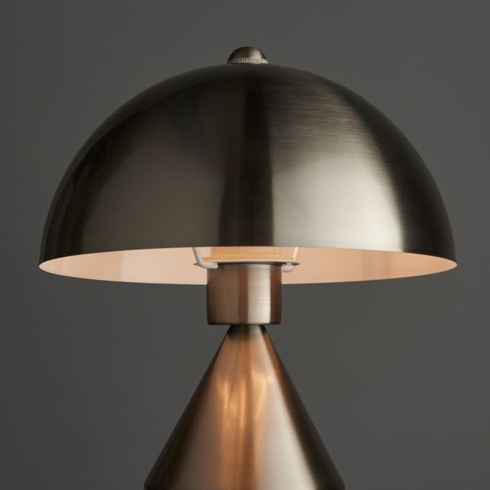 Carmen brushed nickel table lamp with gloss white shade interior | MalletandPlane.com