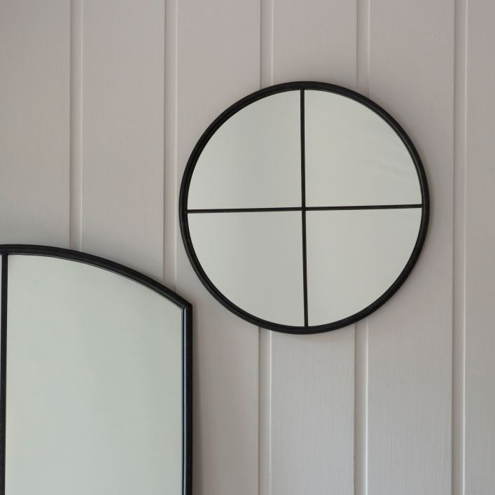 Ruby round mirror with black frame | malletandplane.com