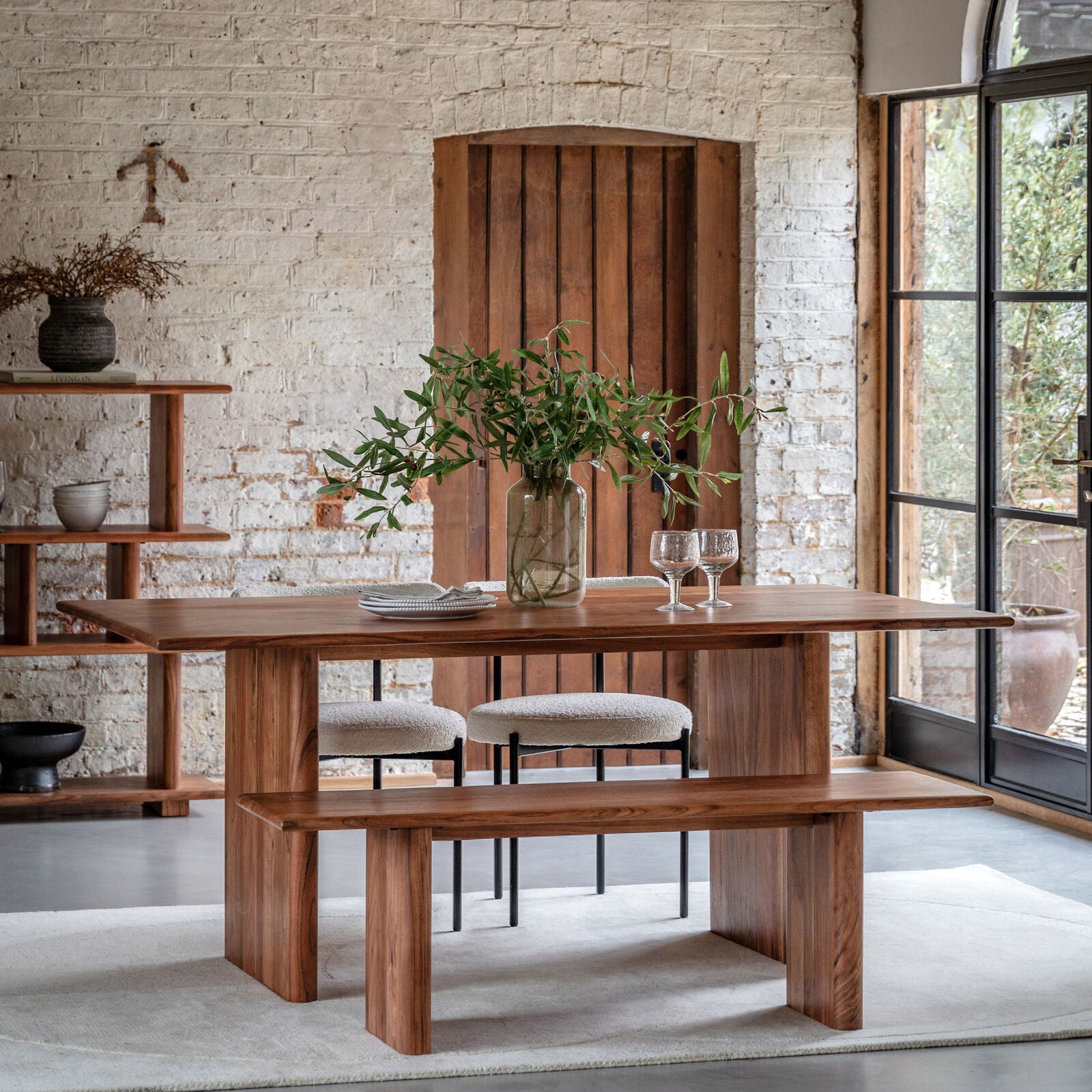 Bergen large dining table in solid acacia wood with curved edges | malletandplane.com