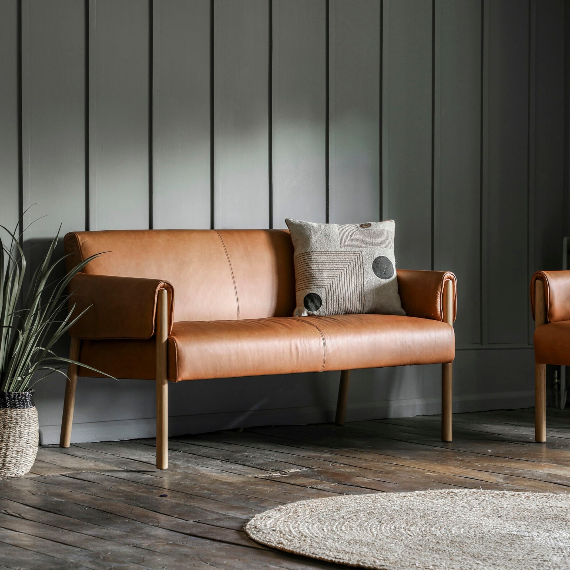 Brad soft brown leather 2 seat sofa | malletandplane.com