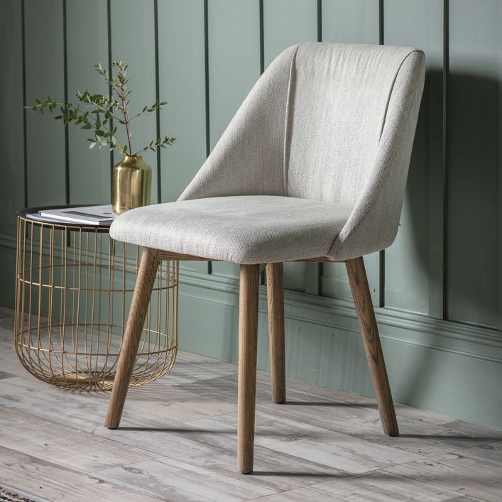 Edgar set of 2 dining chairs with ash legs and linen upholstery | MalletandPlane.com