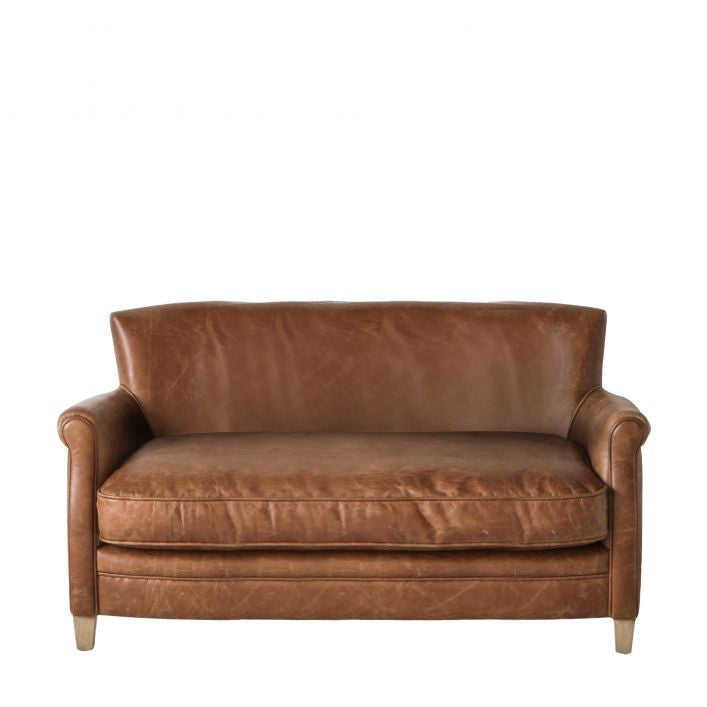 Sir Alfred vintage brown top grain leather sofa with solid ash feet | MalletandPlane.com