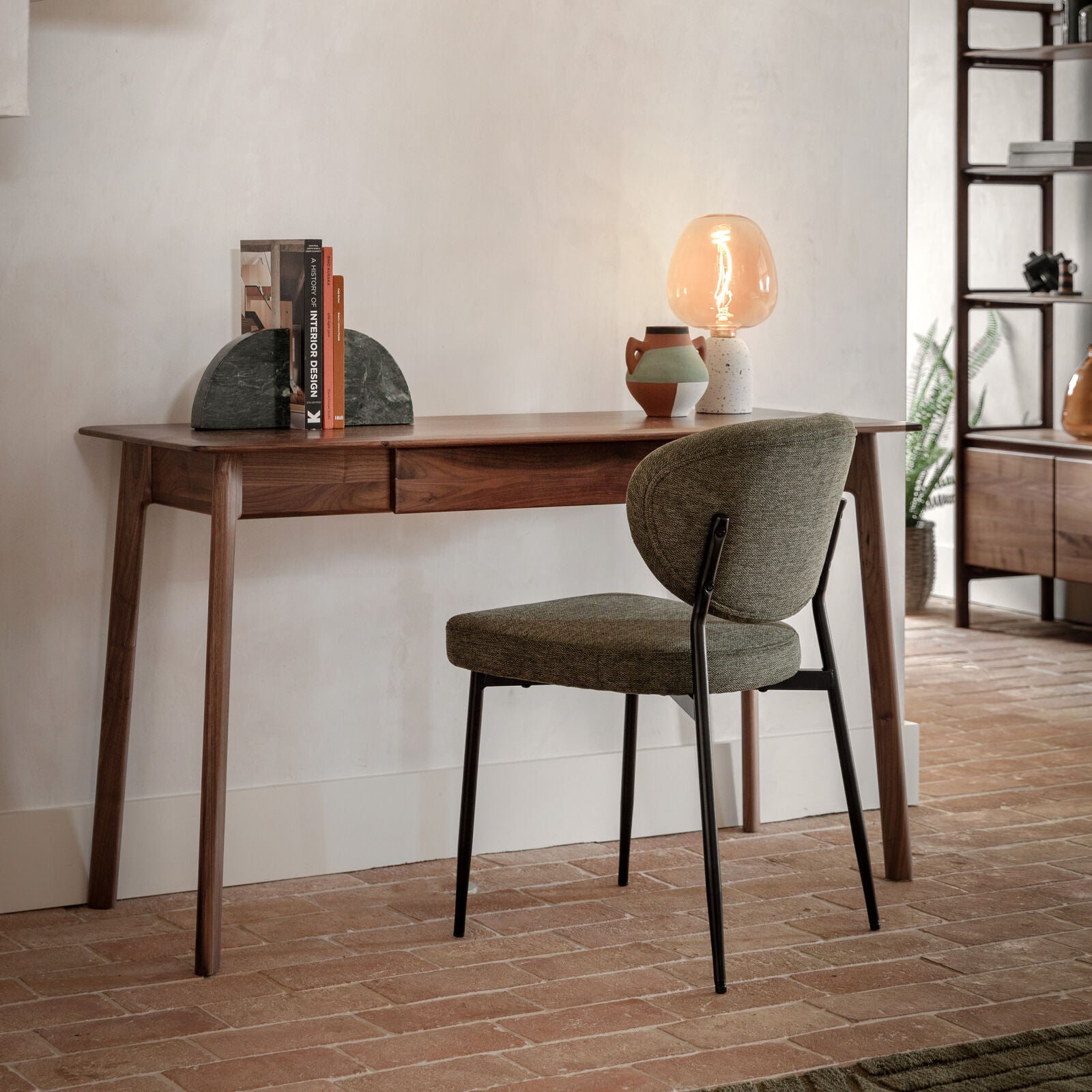 Cadiz home office desk in solid walnut with 1 drawer | malletandplane.com
