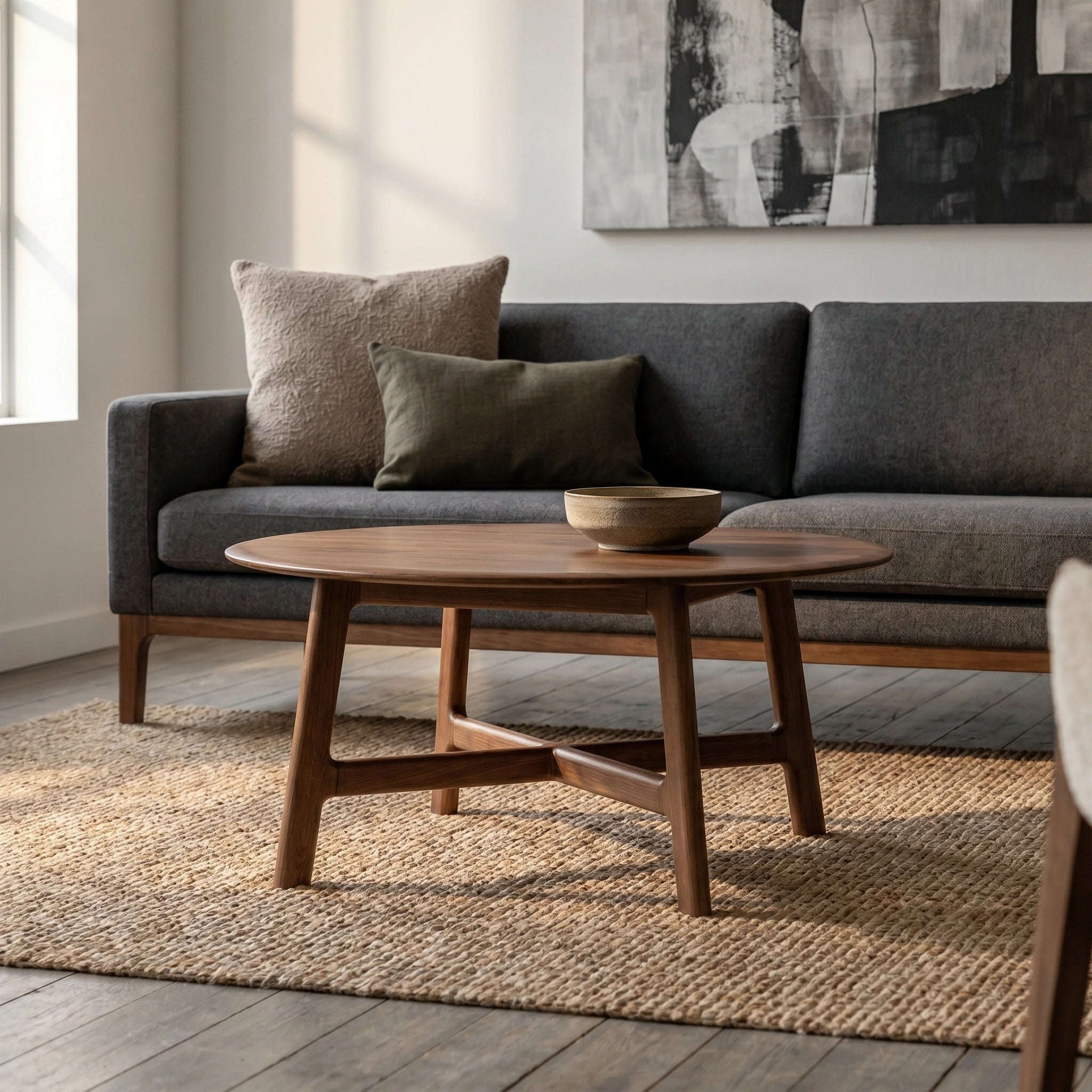 CADIZ Round Coffee Table in Solid Walnut 