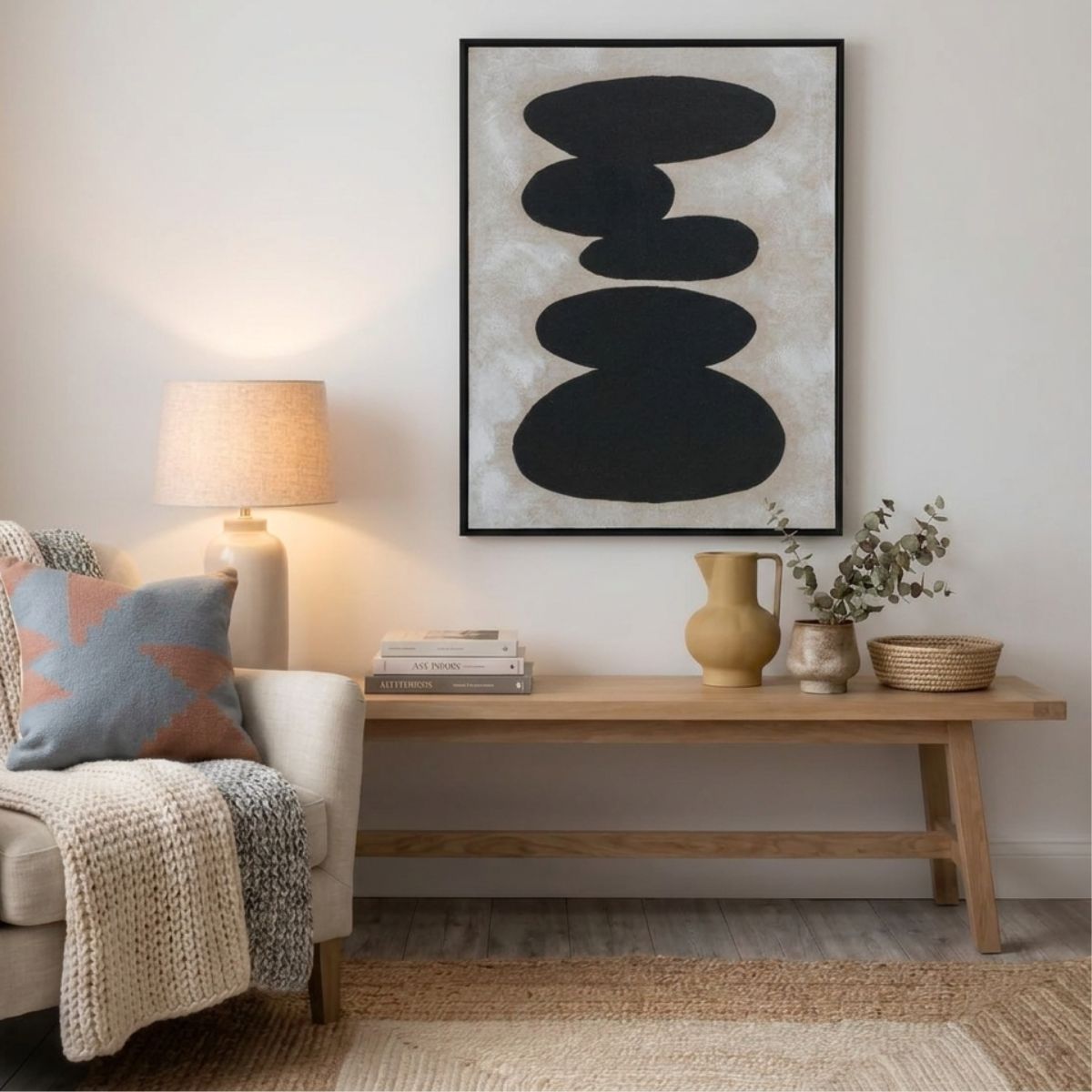 CAIRN I Framed Abstract Canvas 60x80cm