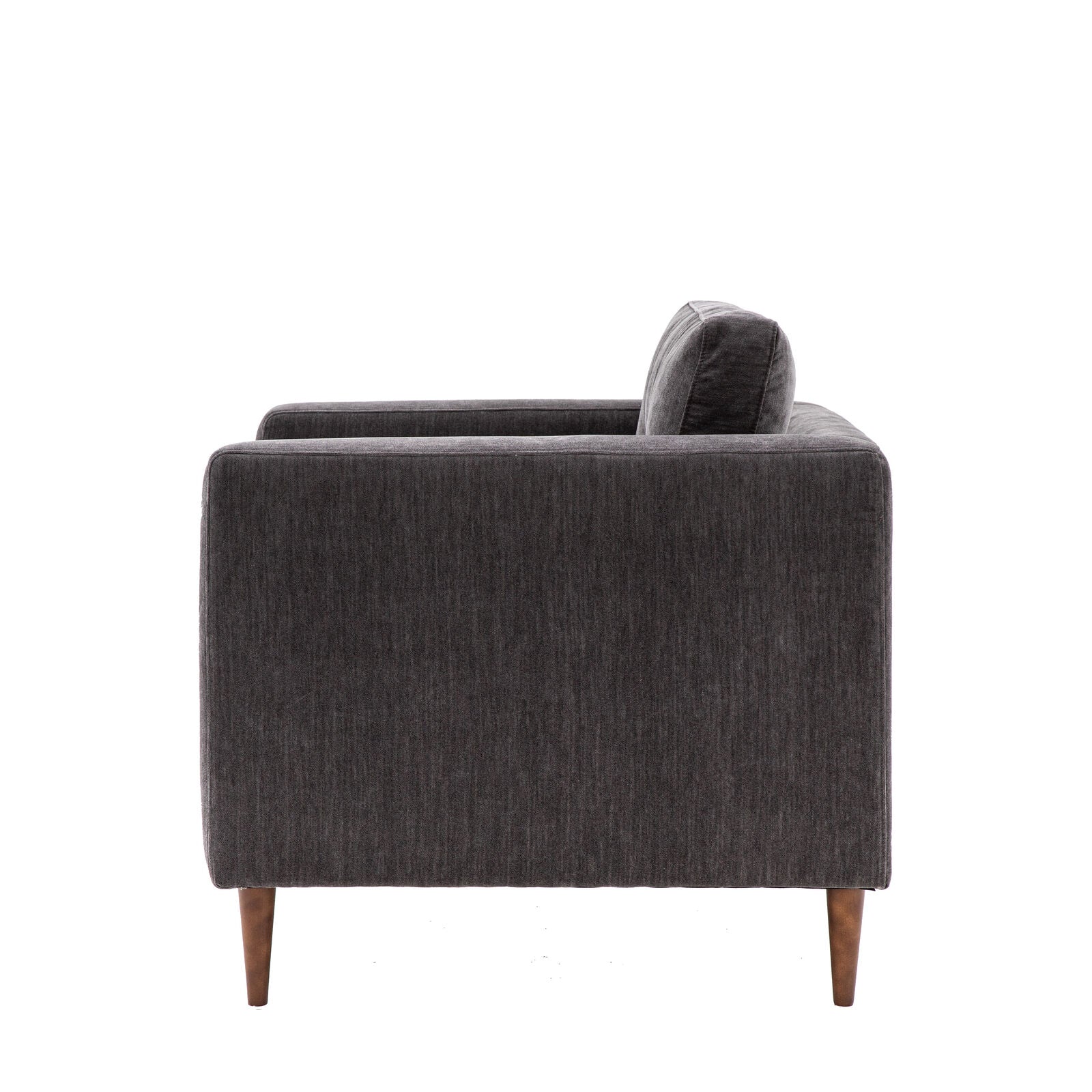 Chelsea contemporary armchair in a choice of 3 colours with elegant tapered wooden feet | malletandplane.com