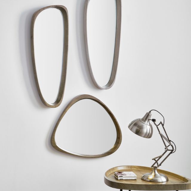 CONRAD Curved Wall Mirror – Natural Wood Effect Frame | malletandplane.com