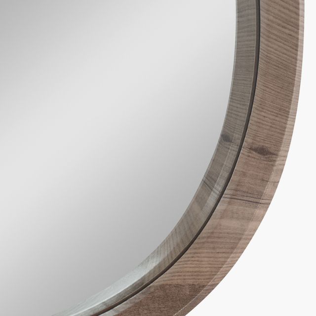 CONRAD Curved Wall Mirror – Natural Wood Effect Frame