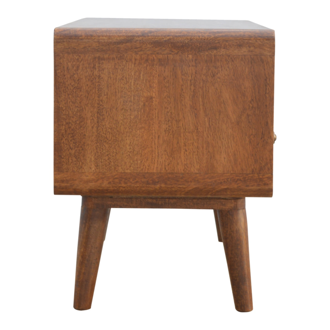Century handmade wooden TV stand with 2 drawers in deep chestnut finish  | malletandplane.com 