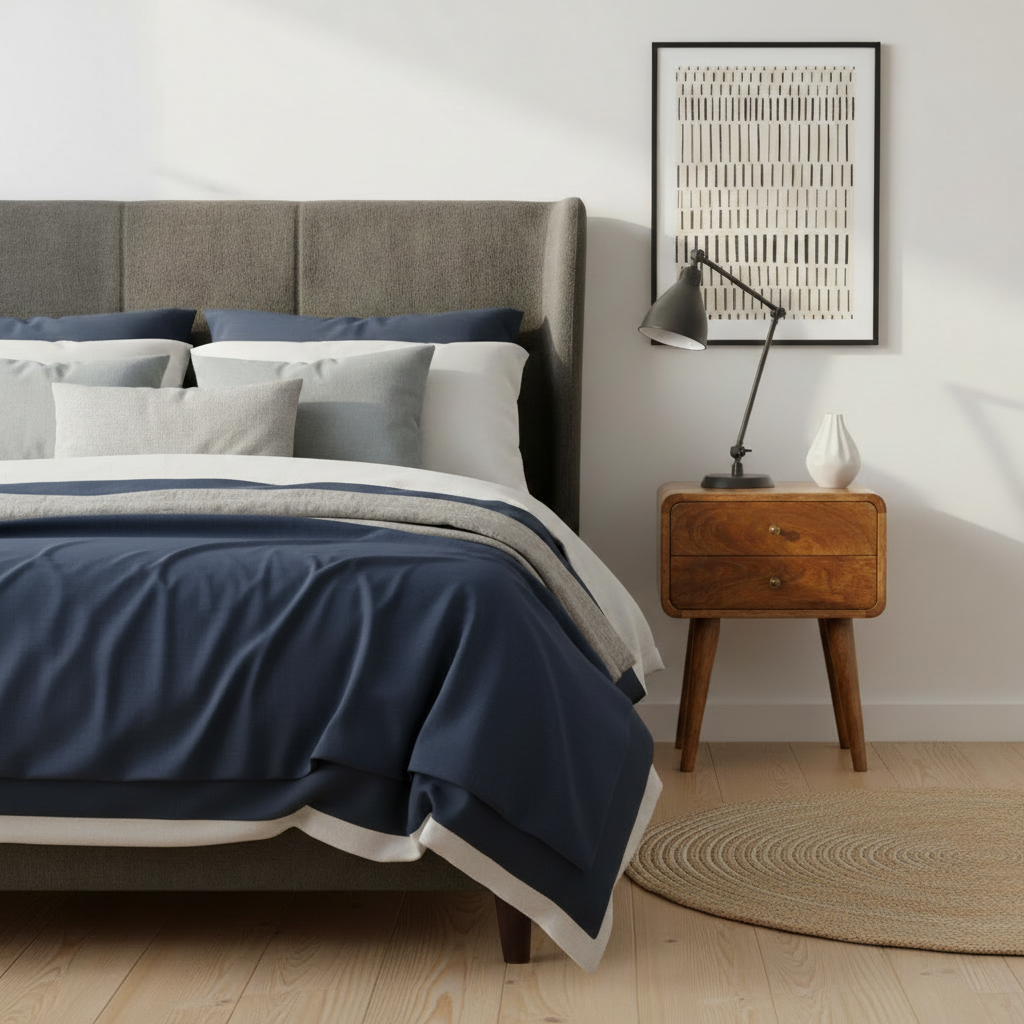 Century 2 Drawer Solid Wood Standard Bedside Table in Deep Chestnut Finish