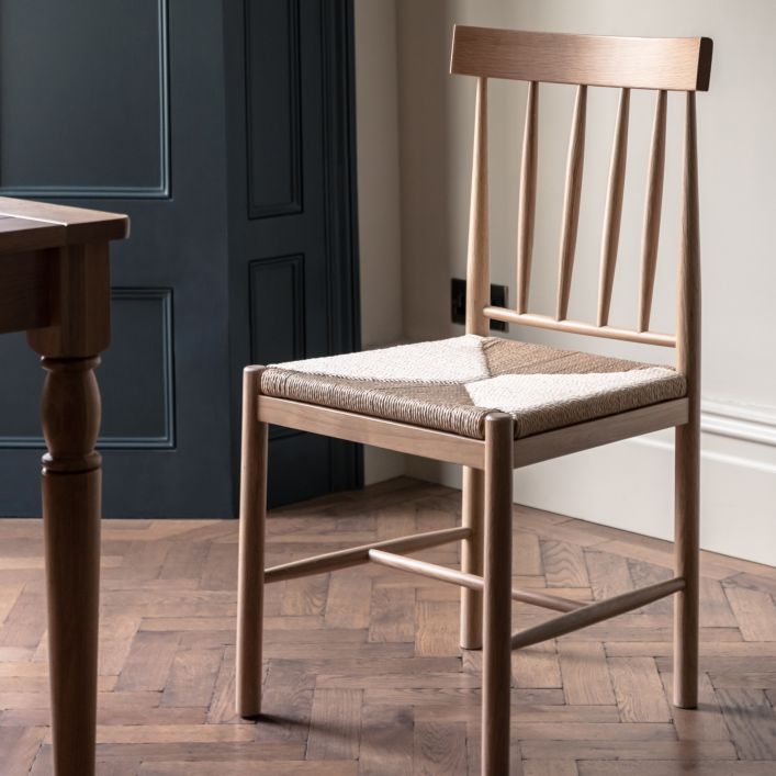 Dulwich set of 2 Natural Oak Dining Chairs with Woven Seat | MalletandPlane.com