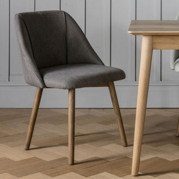 Edgar set of 2 dining chairs with ash legs and linen upholstery | MalletandPlane.com