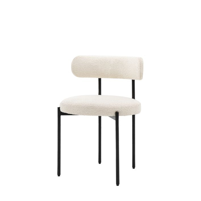 Circa upholstered curved dining chair set of 2 with black metal frame | malletandplane.com