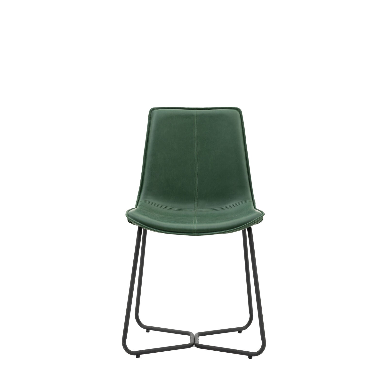 Ealing pack of 2 dining chairs in green PU leather upholstery with metal base | malletandplane.com