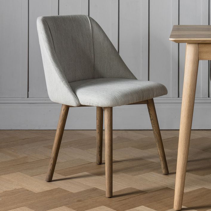 Edgar set of 2 dining chairs with ash legs and linen upholstery | MalletandPlane.com