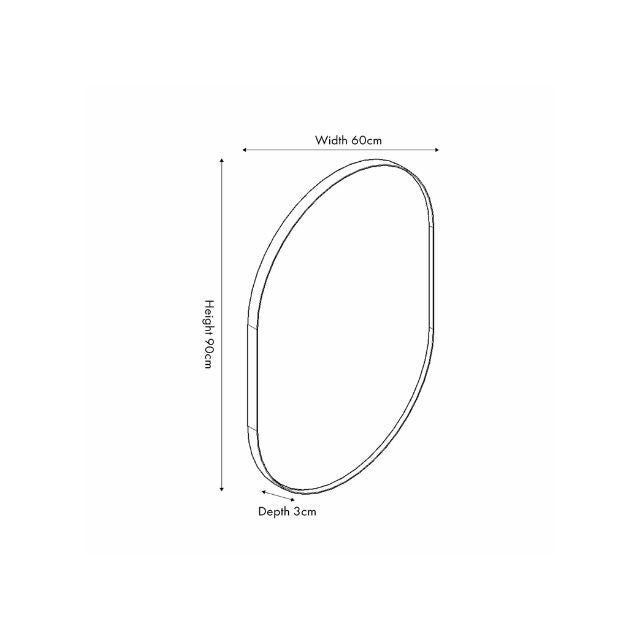 EVELYN Brushed Silver Metal Slim Frame Oval Wall Mirror | malletandplane.com