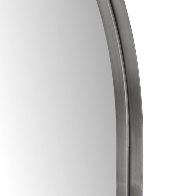 EVELYN Brushed Silver Metal Slim Frame Oval Wall Mirror