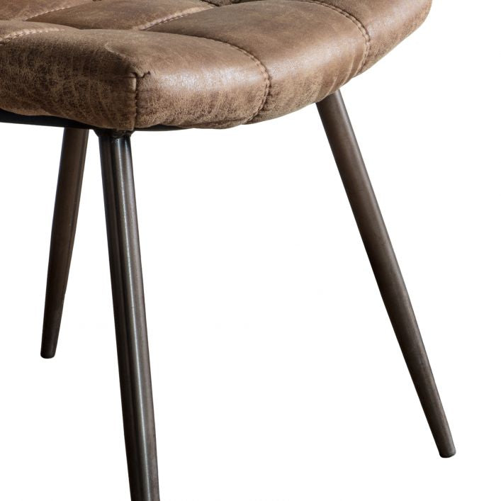 Sigmund set of 2 dining chairs in brown distressed faux leather | MalletandPlane.com