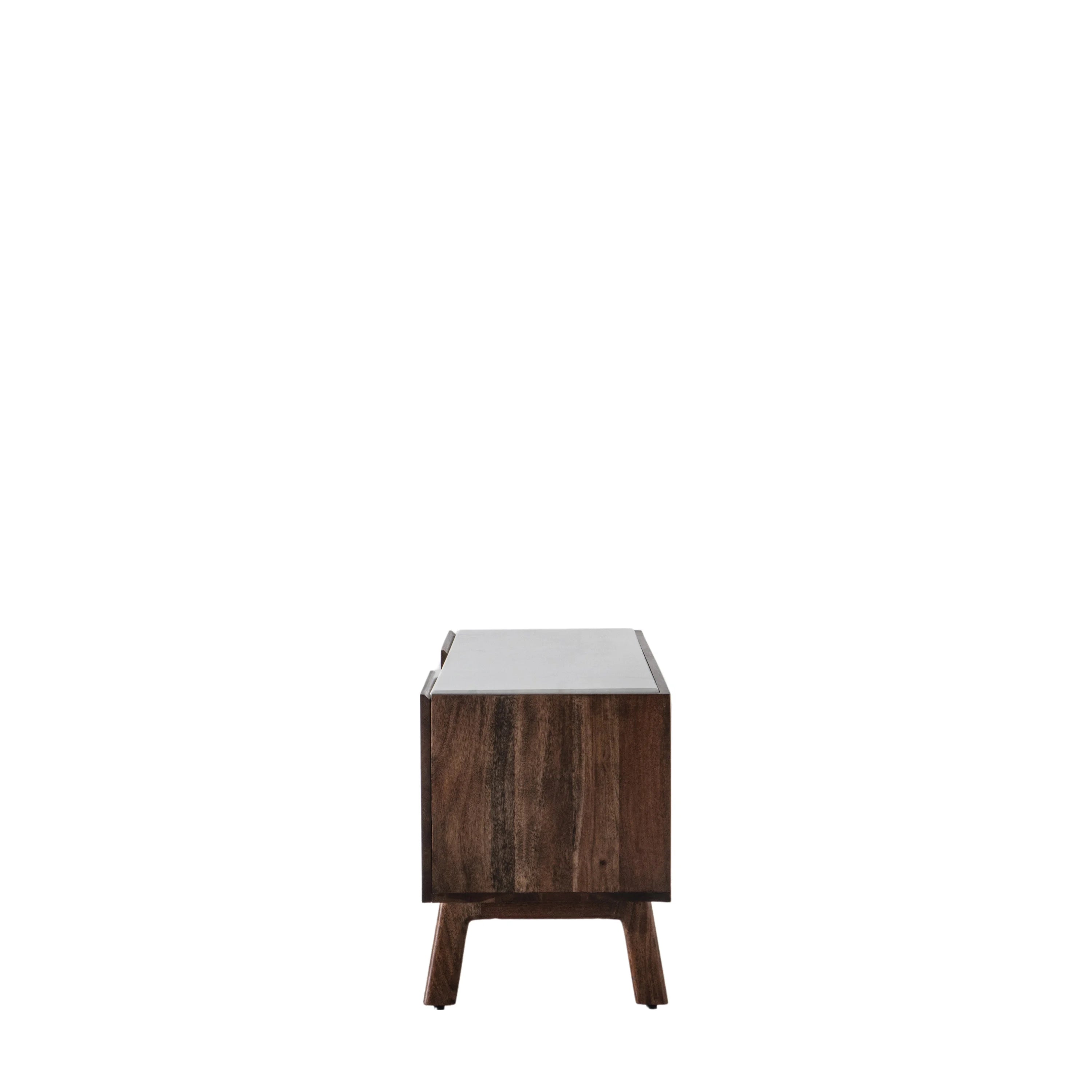 Fresca media unit / TV stand in walnut with white marble top