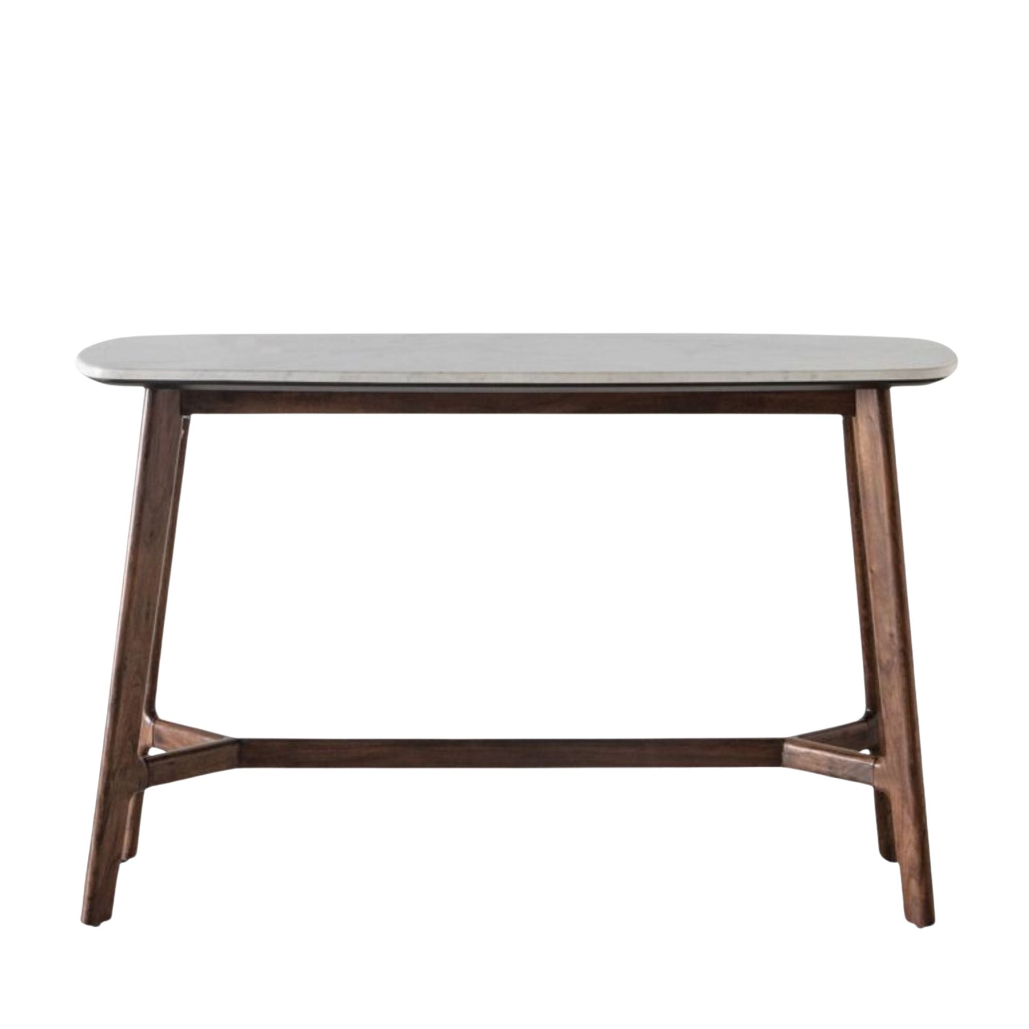 Fresca walnut finish console table with white marble top | MalletandPlane.com