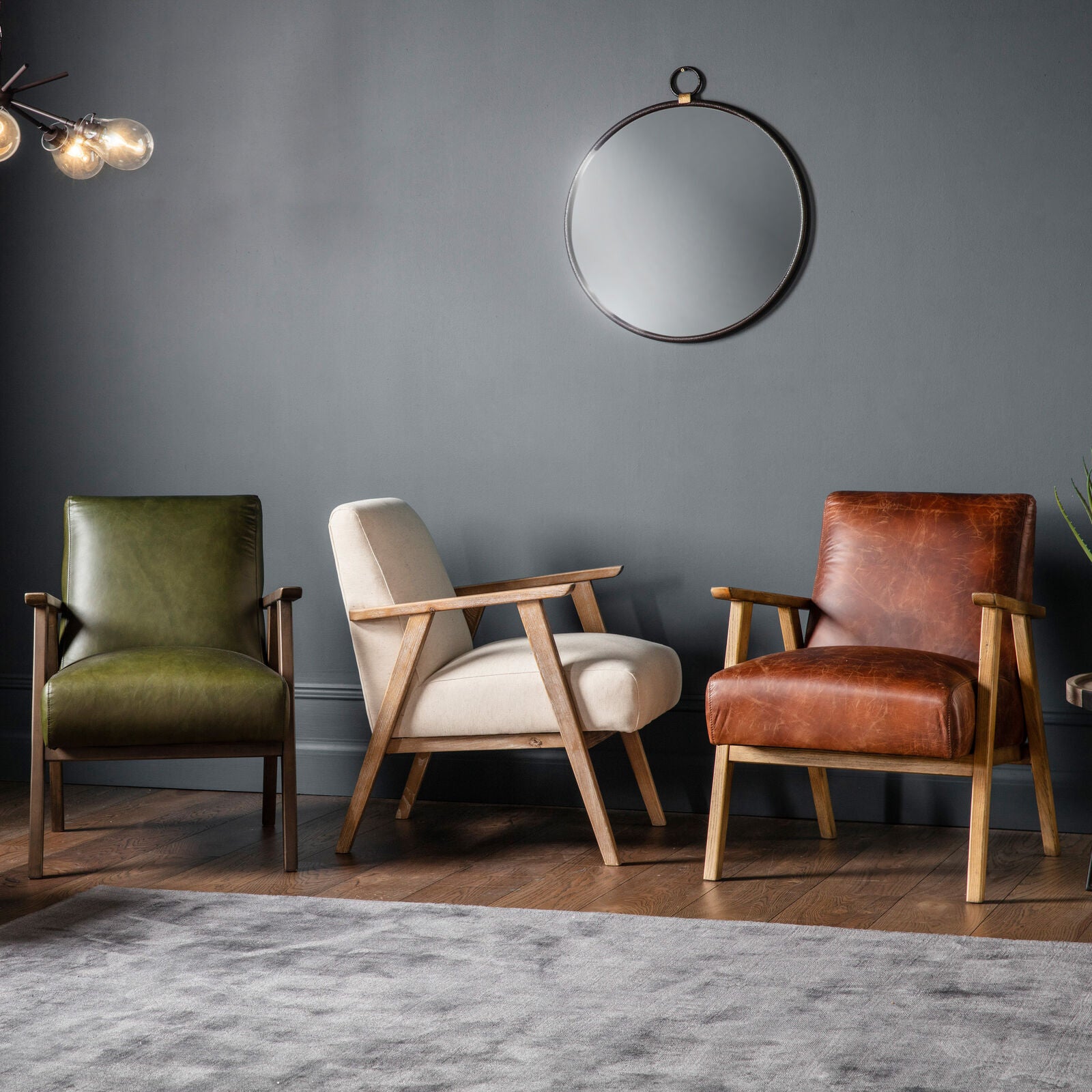 Barret mid century armchair in vintage brown top grain leather with ash wood frame | malletandplane.com