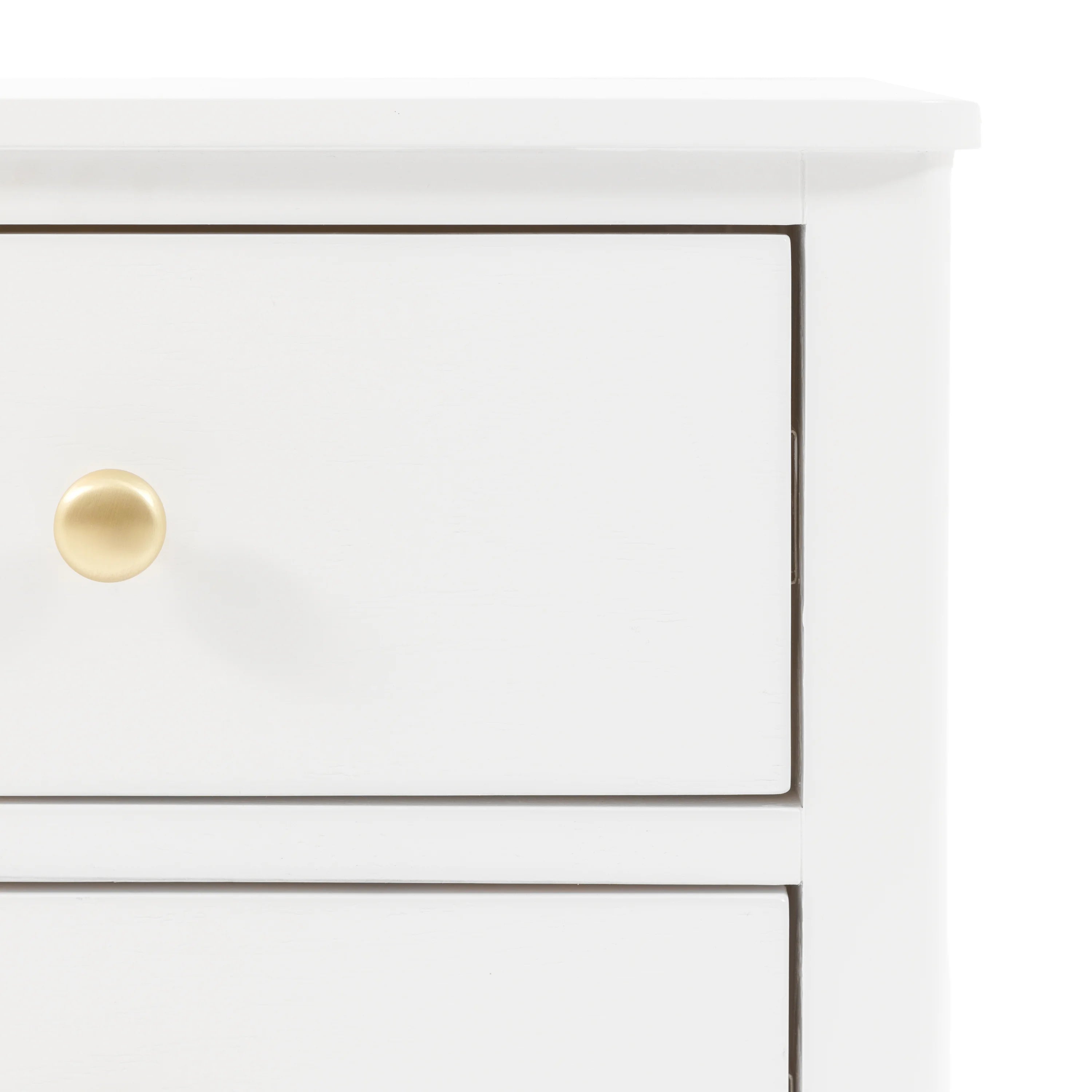 Modern White Bedside Table with 2 Drawers | Gold Handle Nightstand