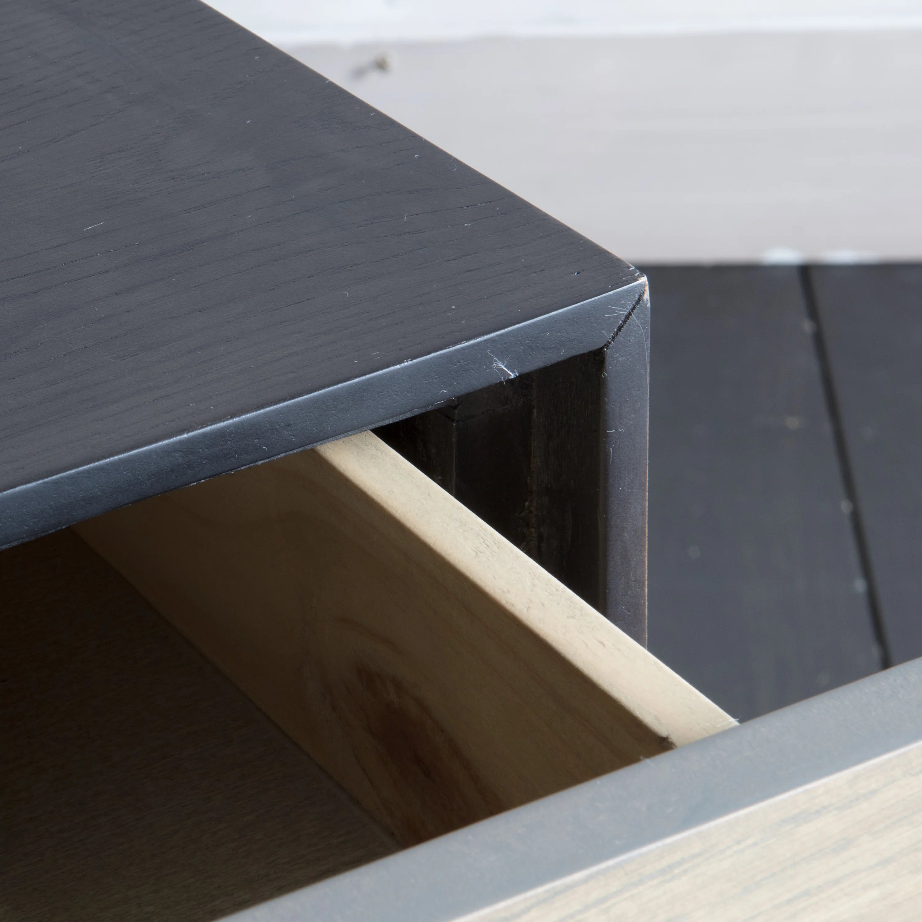 Kenton black oak 1 drawer bedside table