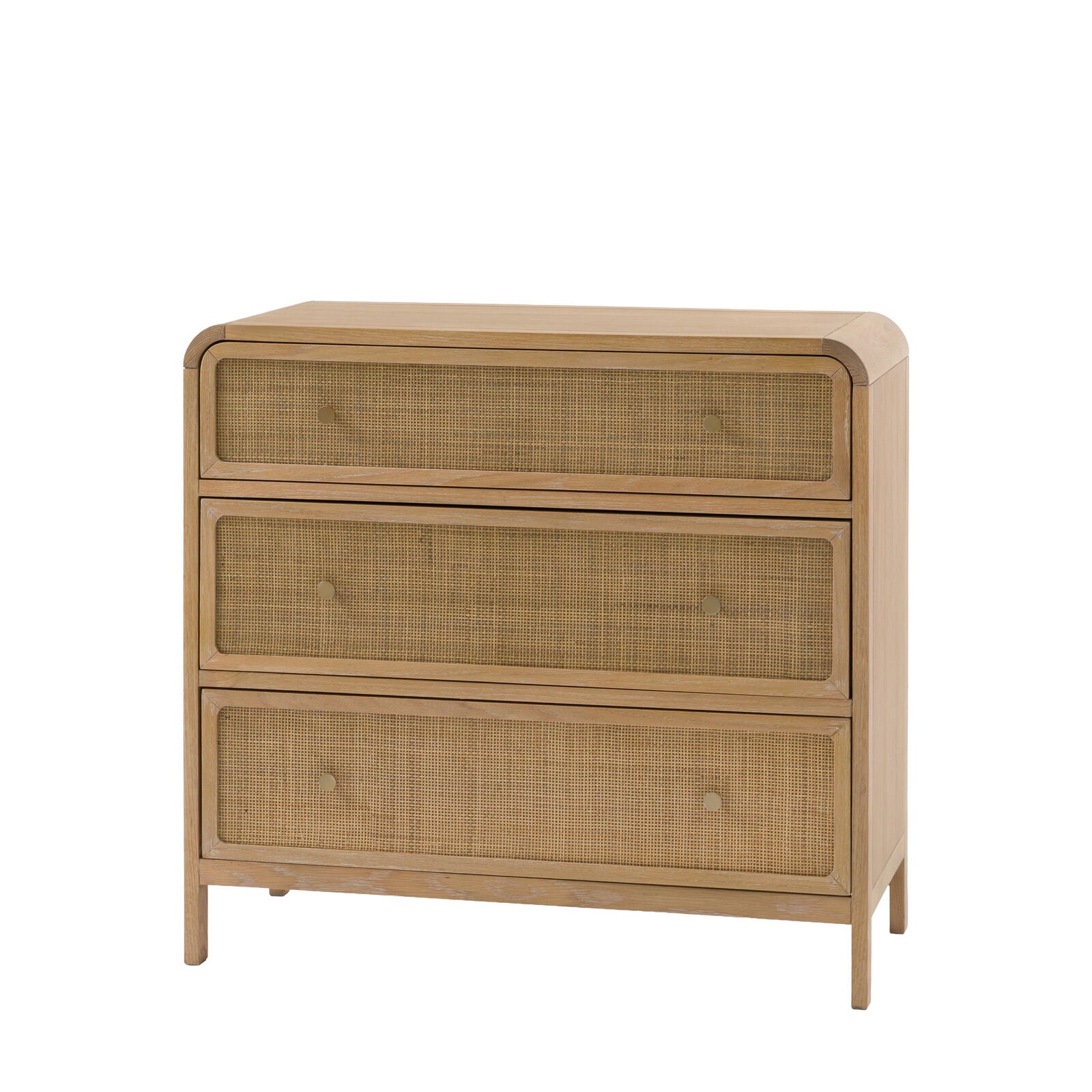 EDDA Oak & Cane 3 Drawer Chest of Drawers