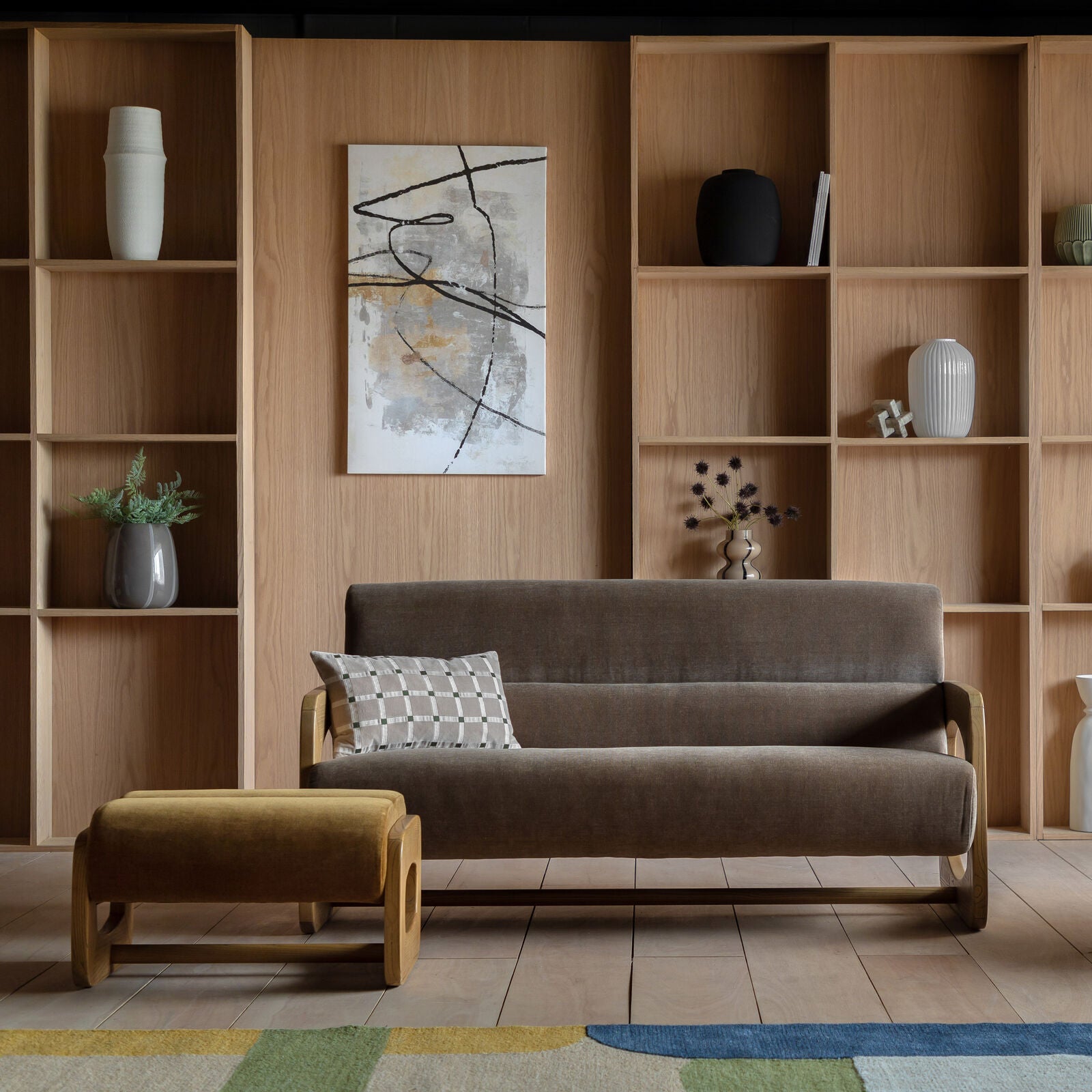 MARCO Footstool in Verona Sepia Fabric | Bedroom & Nook