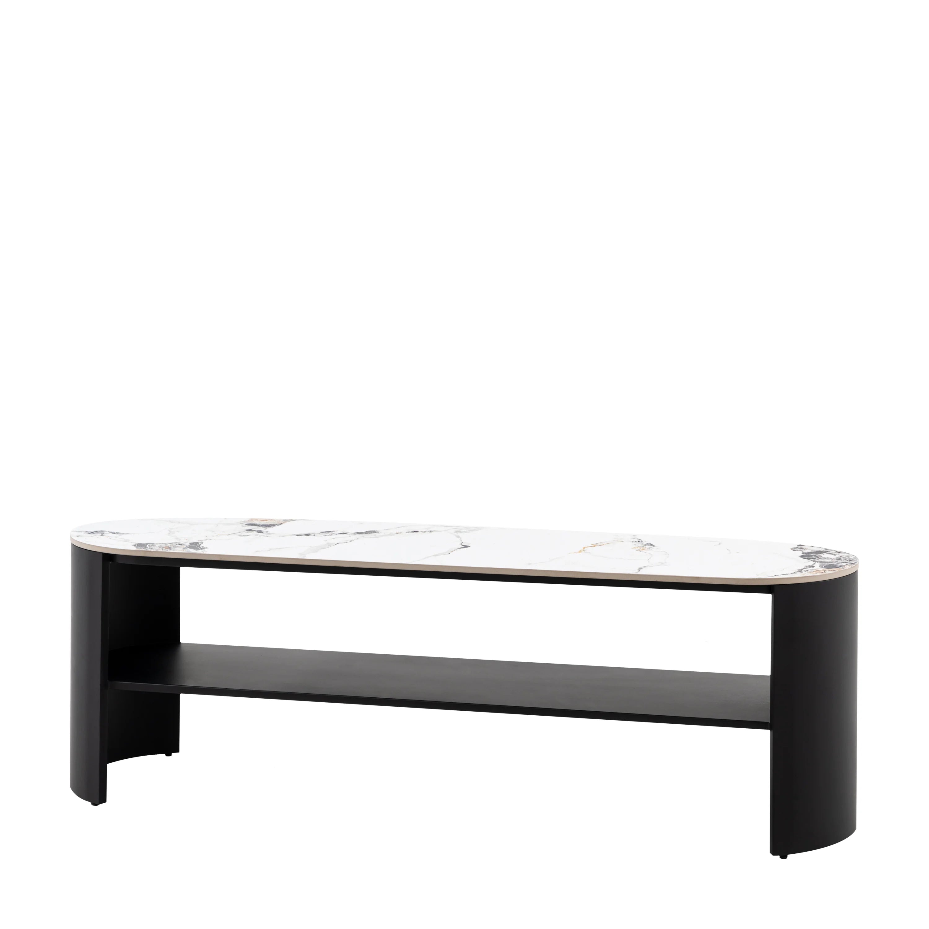 Marzio 140cm TV Unit – Sintered Stone Top – Black Media Stand