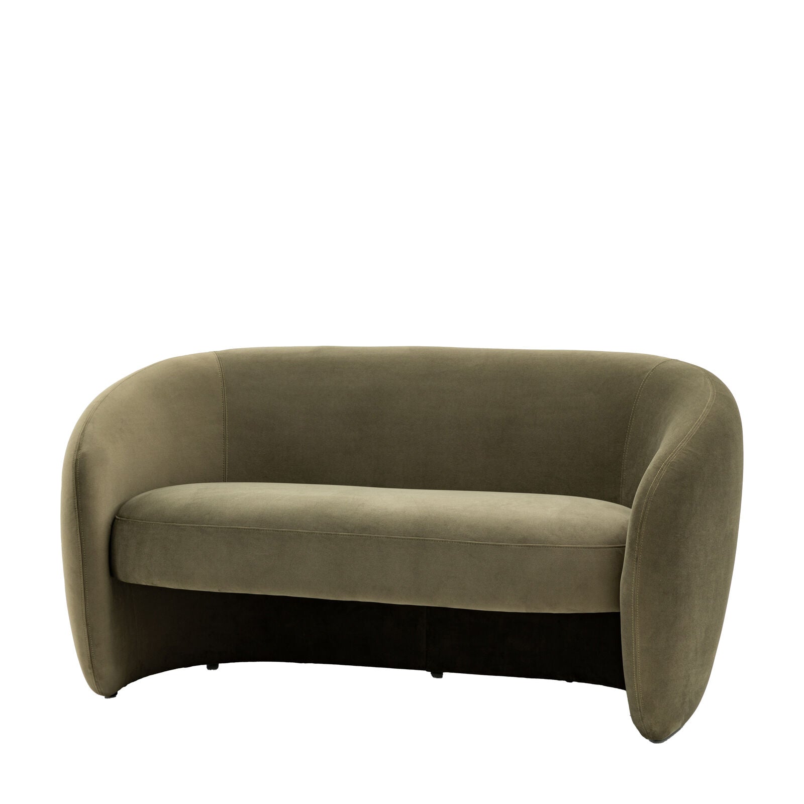 Sofia curved retro style sofa in cream, moss green, or espresso grey fabric | malletandplane.com