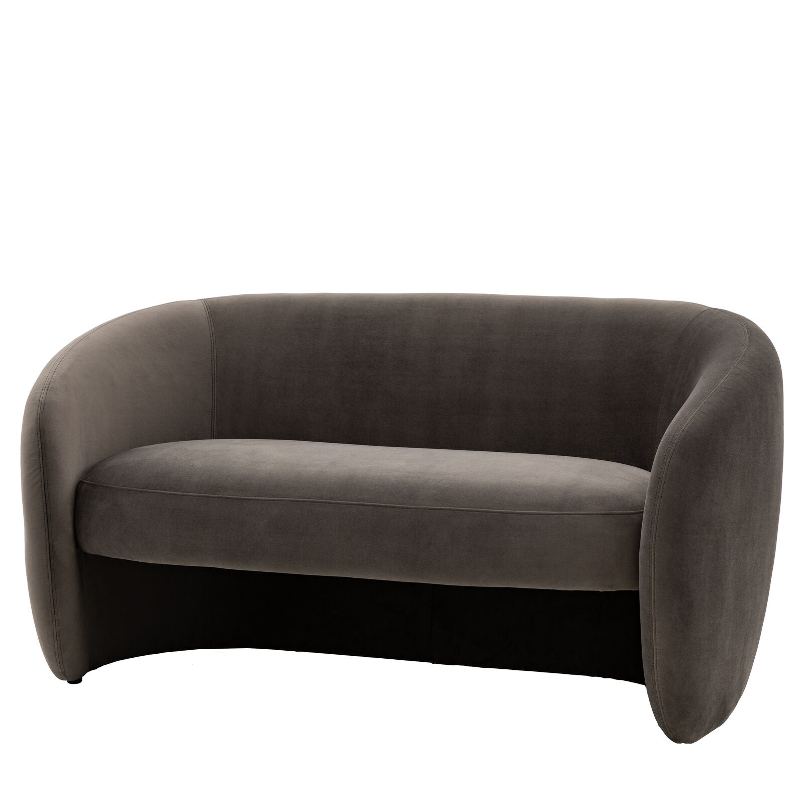 Sofia curved retro style sofa in cream, moss green, or espresso grey fabric | malletandplane.com