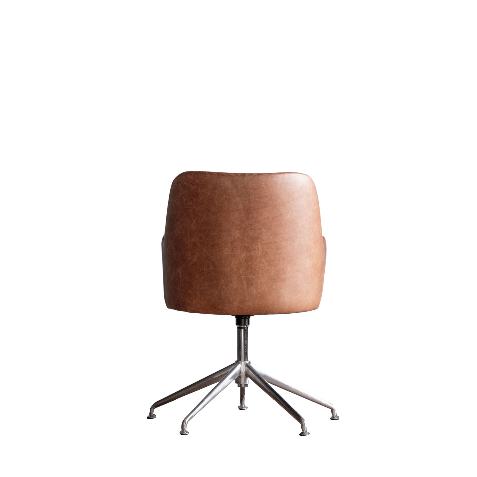 Ray leather upholstered padded swivel chair in antique brown leather hide | malletandplane.com