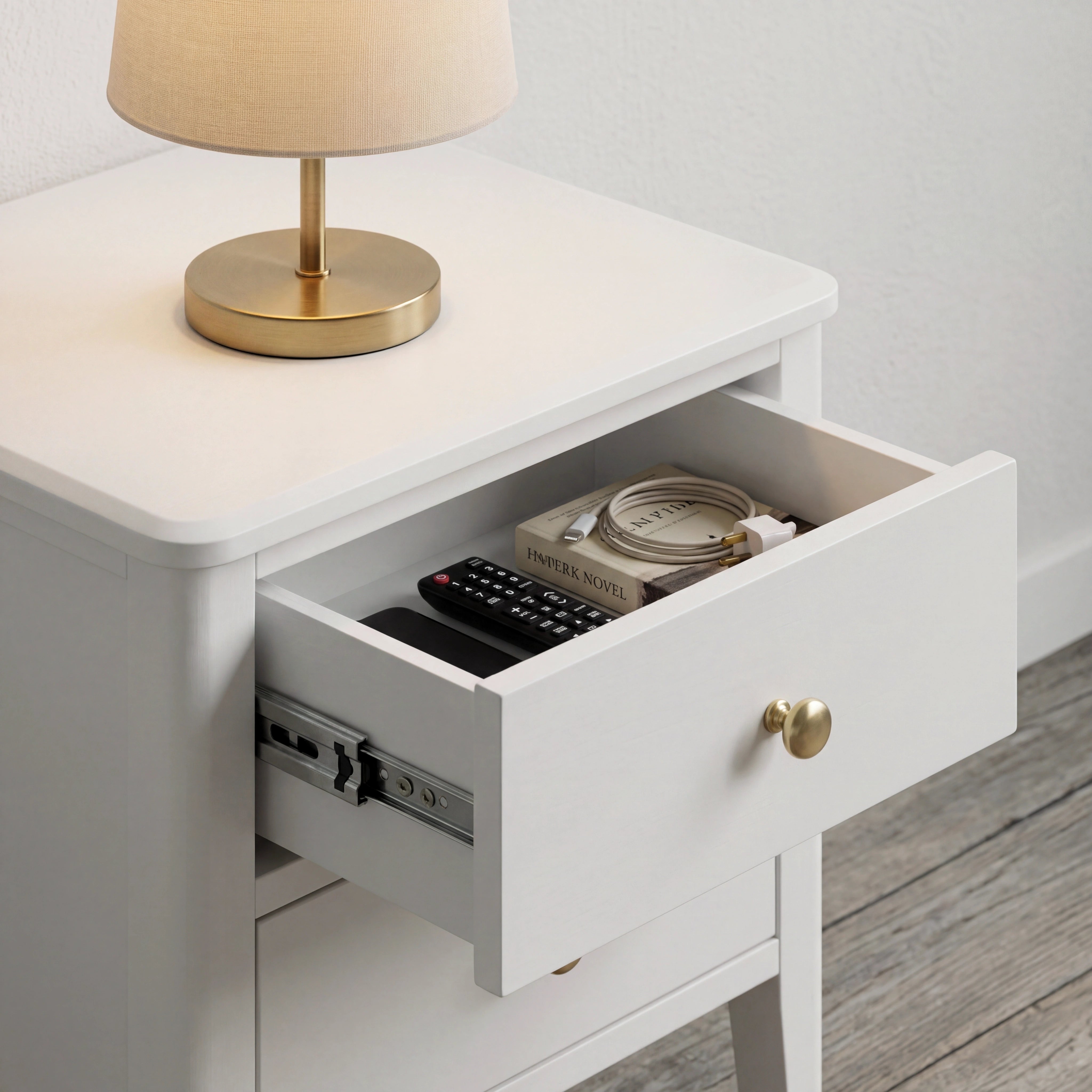 ALVAR White 2 Drawer Bedside Table