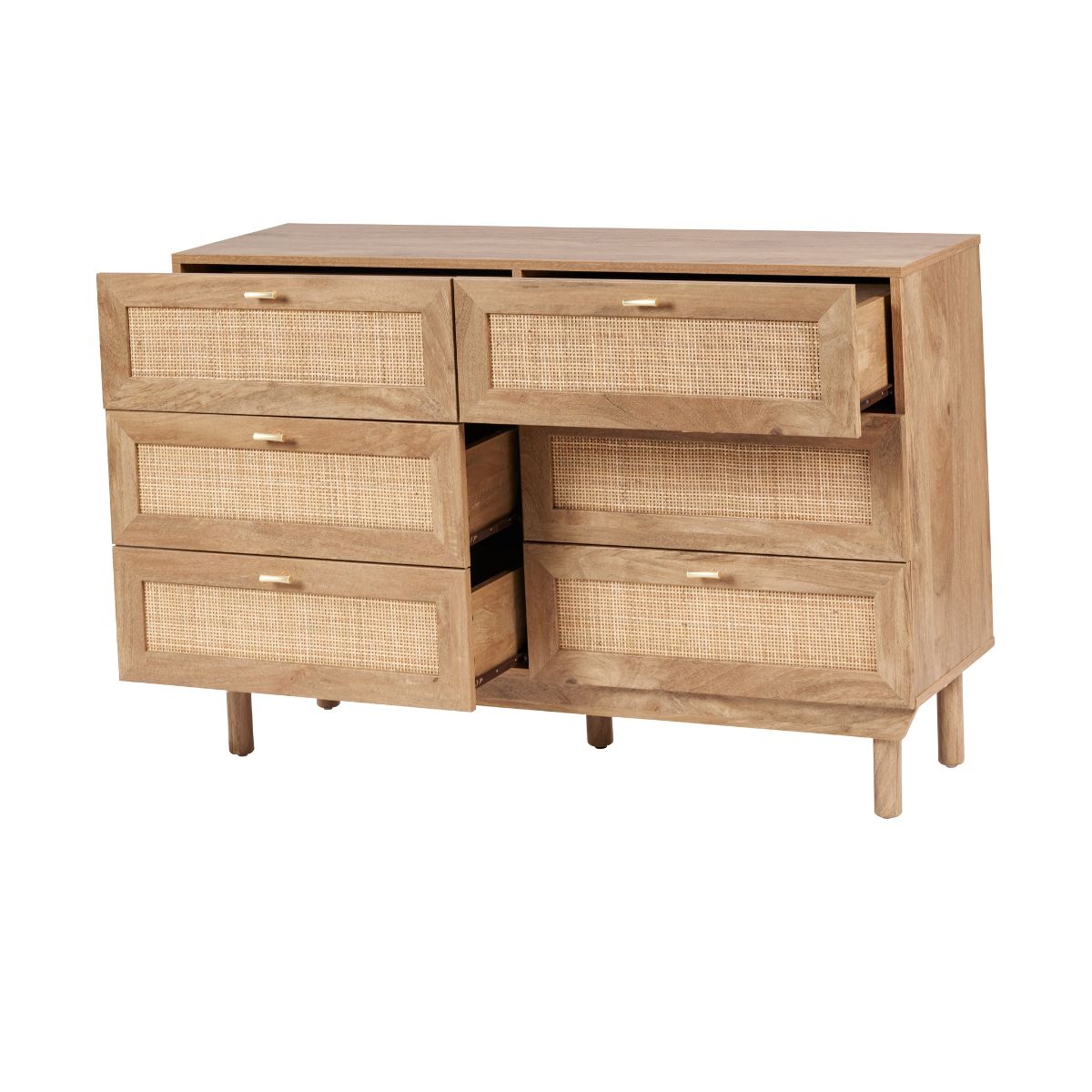 HENRIK Rattan 6 Drawer Chest of Drawers – Natural Bedroom Storage