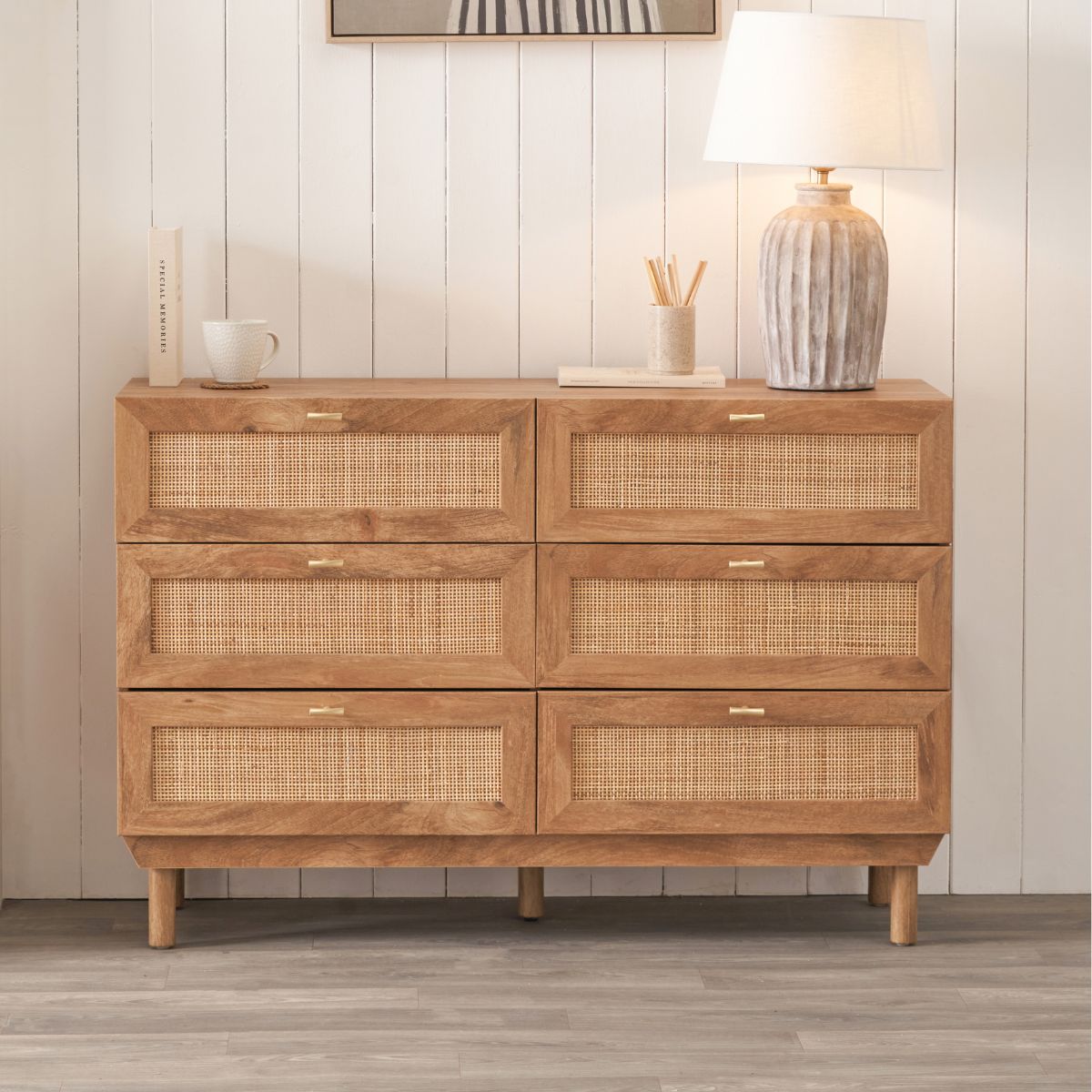 HENRIK Rattan 6 Drawer Chest of Drawers – Natural Bedroom Storage
