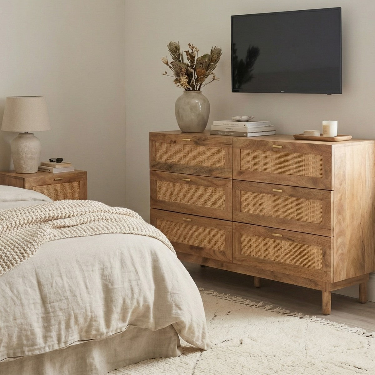HENRIK Rattan 6 Drawer Chest of Drawers – Natural Bedroom Storage
