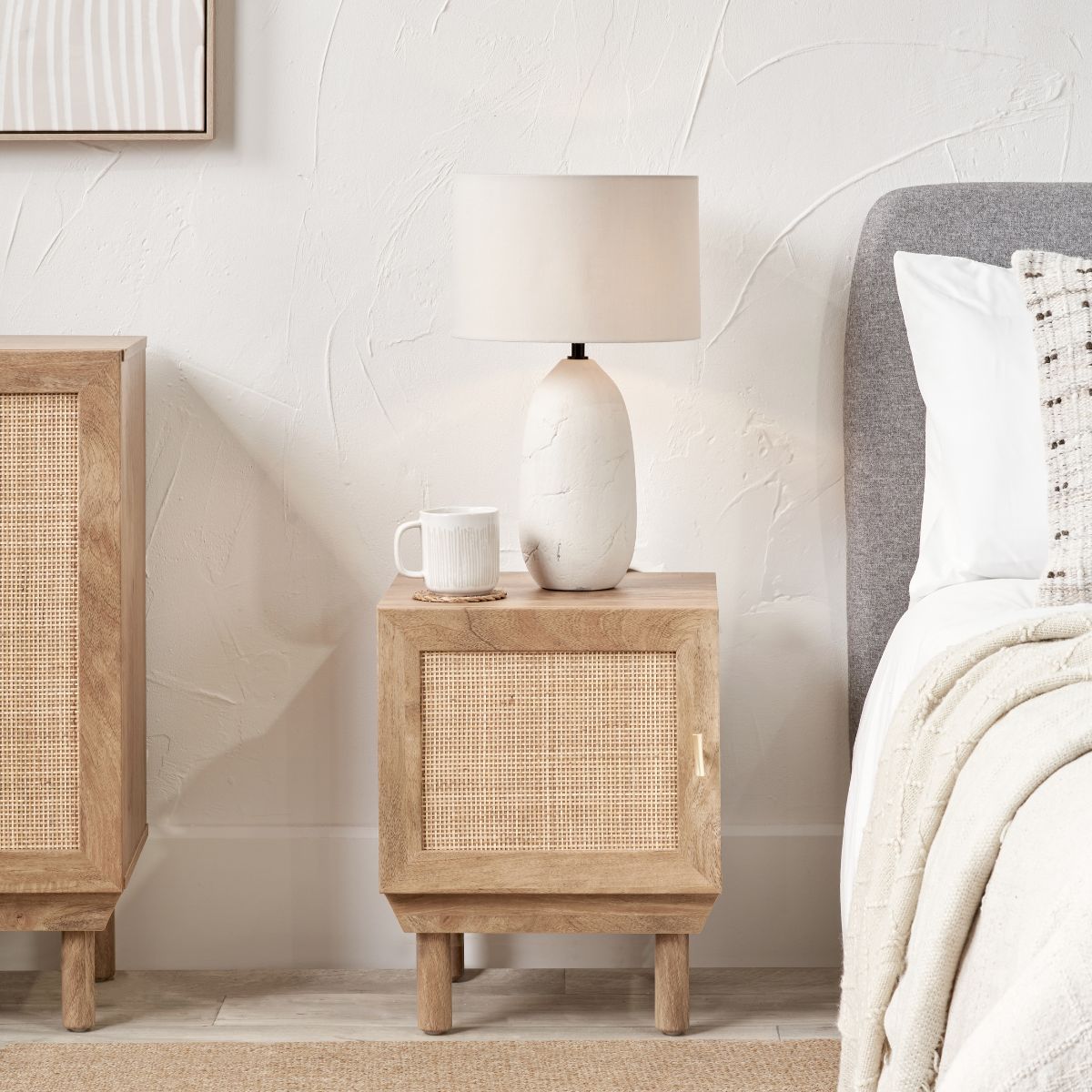 HENRIK Rattan Bedside Table – Compact Storage Unit