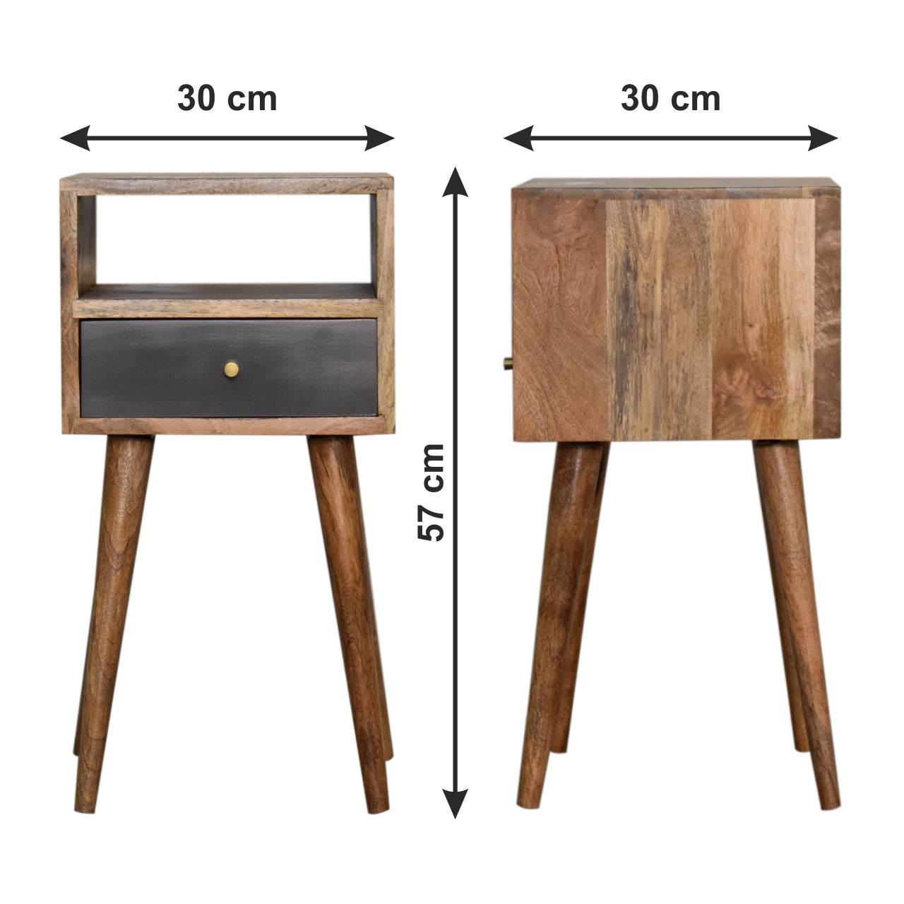 Elly Slate handpainted narrow bedside table made from solid wood | malletandplane.com