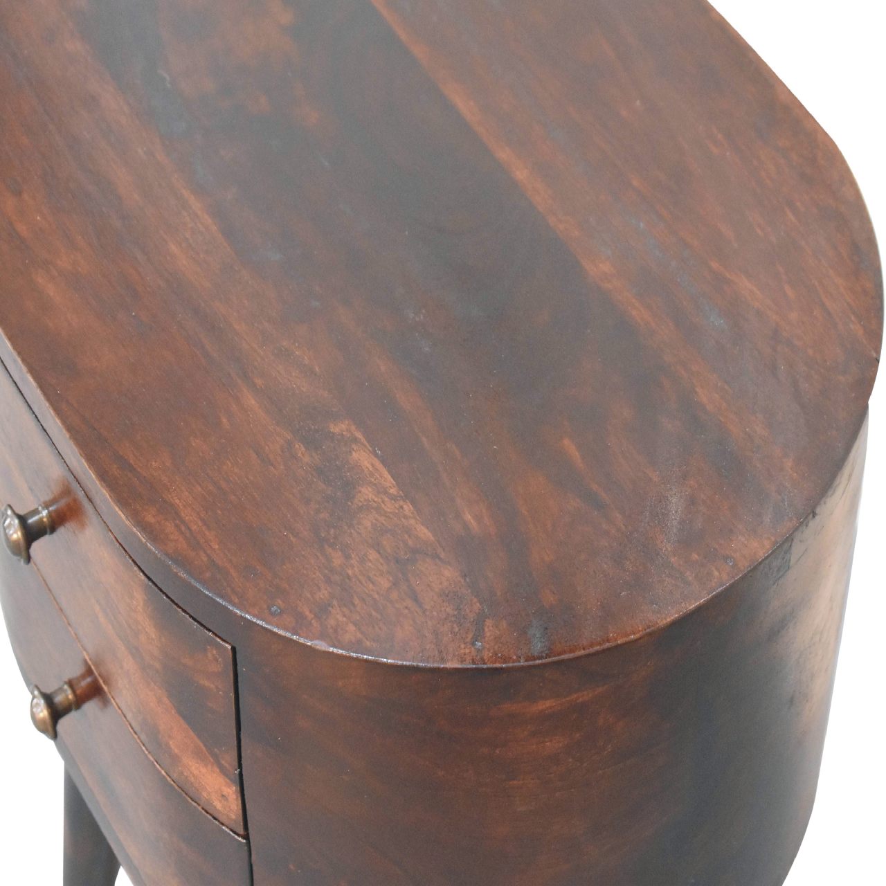 REGENT Walnut Rounded Bedside Table – 2 Drawers