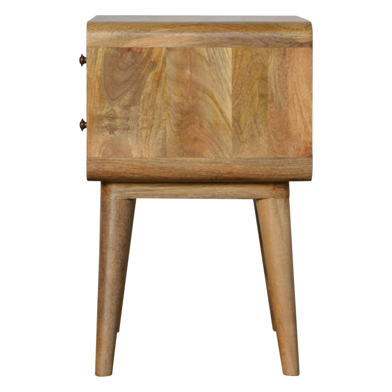 Modal solid wood bedside table with 2 drawers in a natural oak-ish finish | malletandplane.com