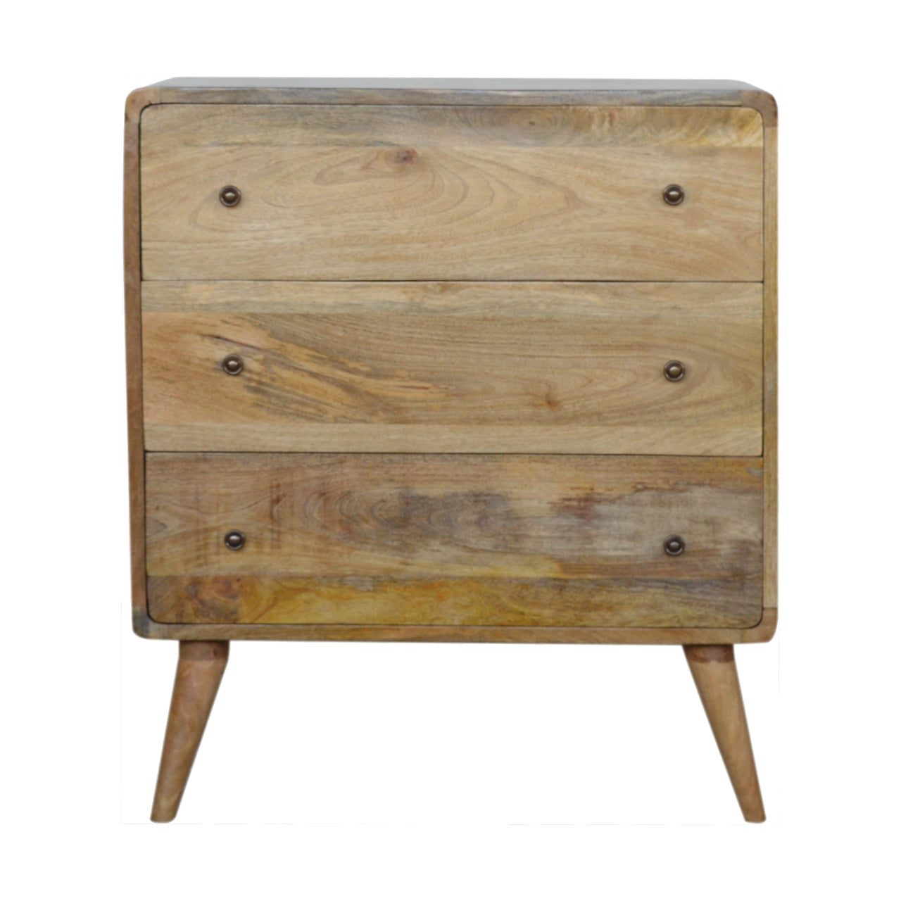 Modal Handmade solid wood chest of 3 drawers in an oak-ish natural finish | malletandplane.com