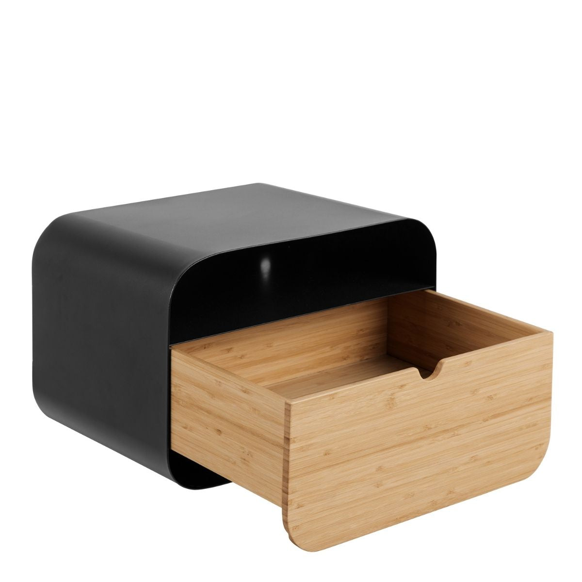JOLEN Wall-Mounted Bedside Table in Black & Bamboo | malletandplane.com