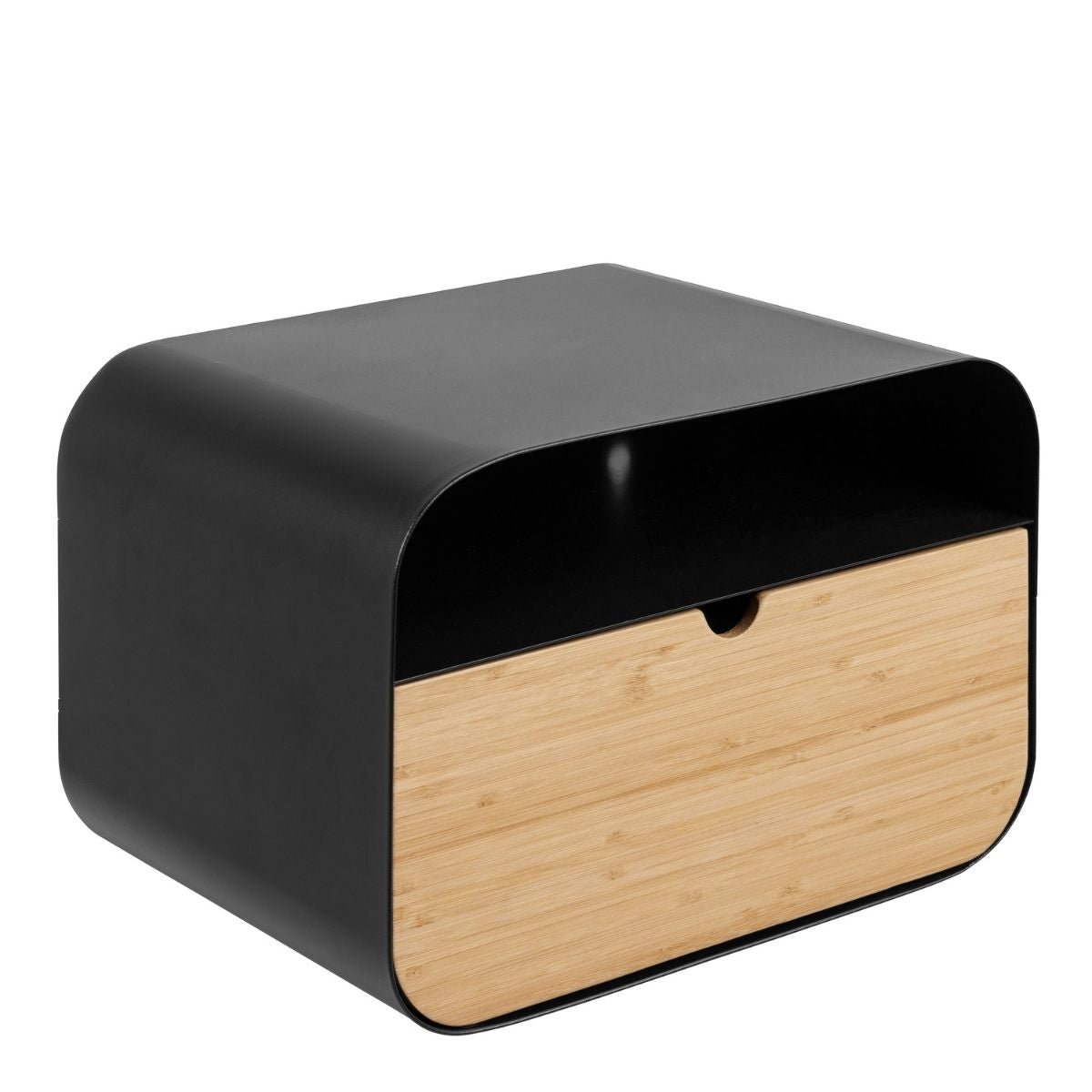 JOLEN Wall-Mounted Bedside Table in Black & Bamboo | malletandplane.com