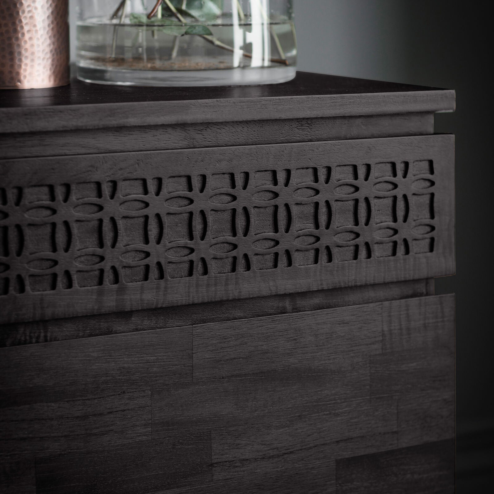 Laylah charcoal black contemporary style sideboard with ample storage | malletandplane.com