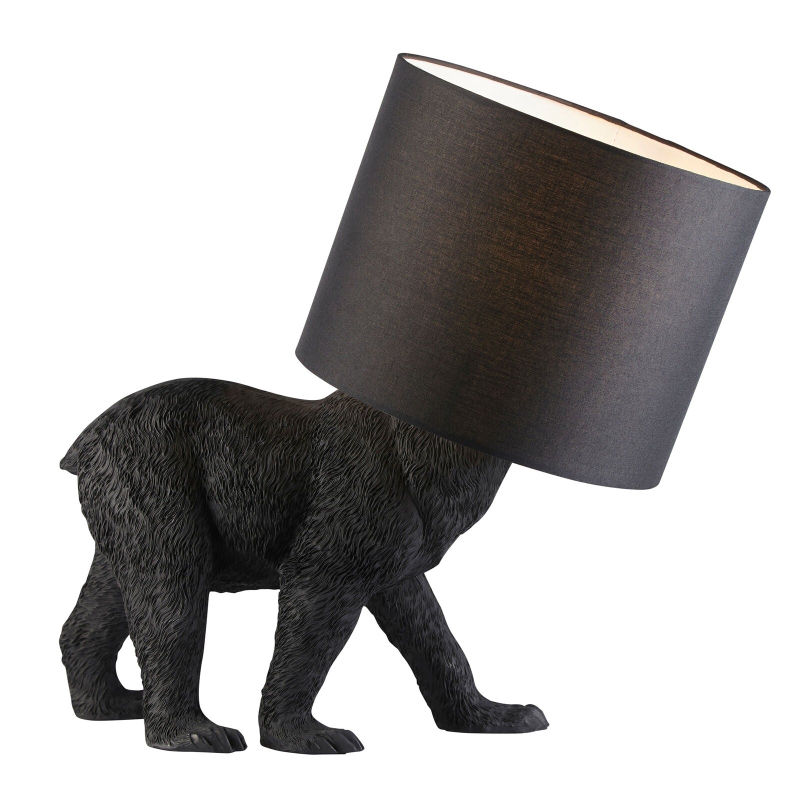 Mitch black resin bear lamp with shade | malletandplane.com