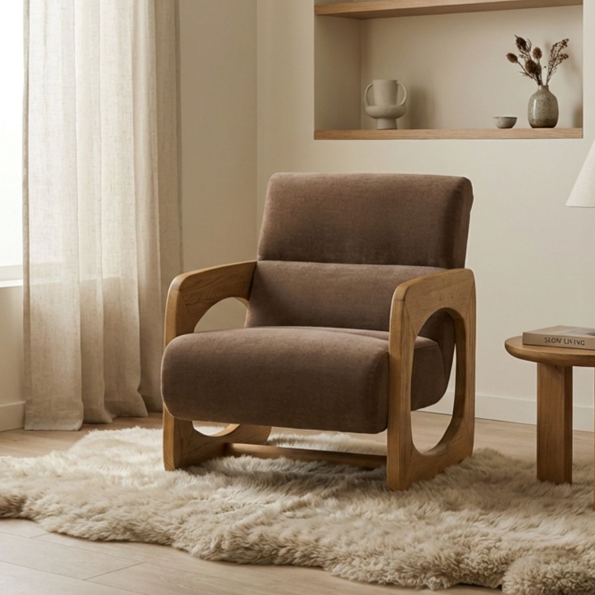 Marco Armchair in Verona Sepia Fabric | Bedroom & Reading Chair