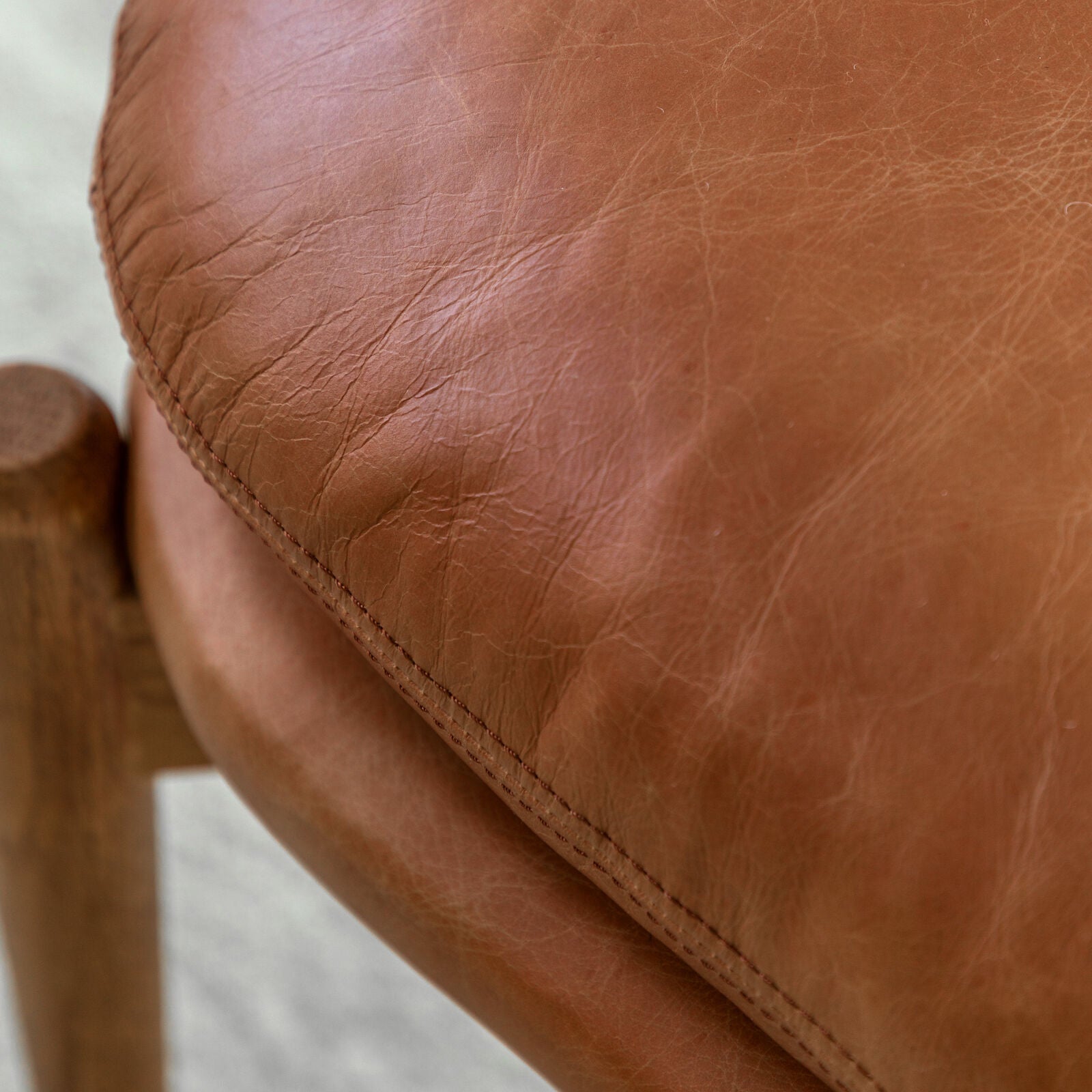 MARCUS Vintage Brown Leather Footstool | malletandplane.com